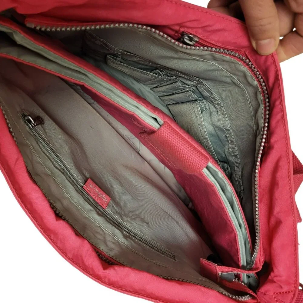 Kipling Pink Silver Laptop Messenger Bag Crossbody Travel Luggage TM2041-570
